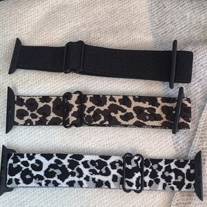 Apple Watch Bands in Black and Leopard Patterns